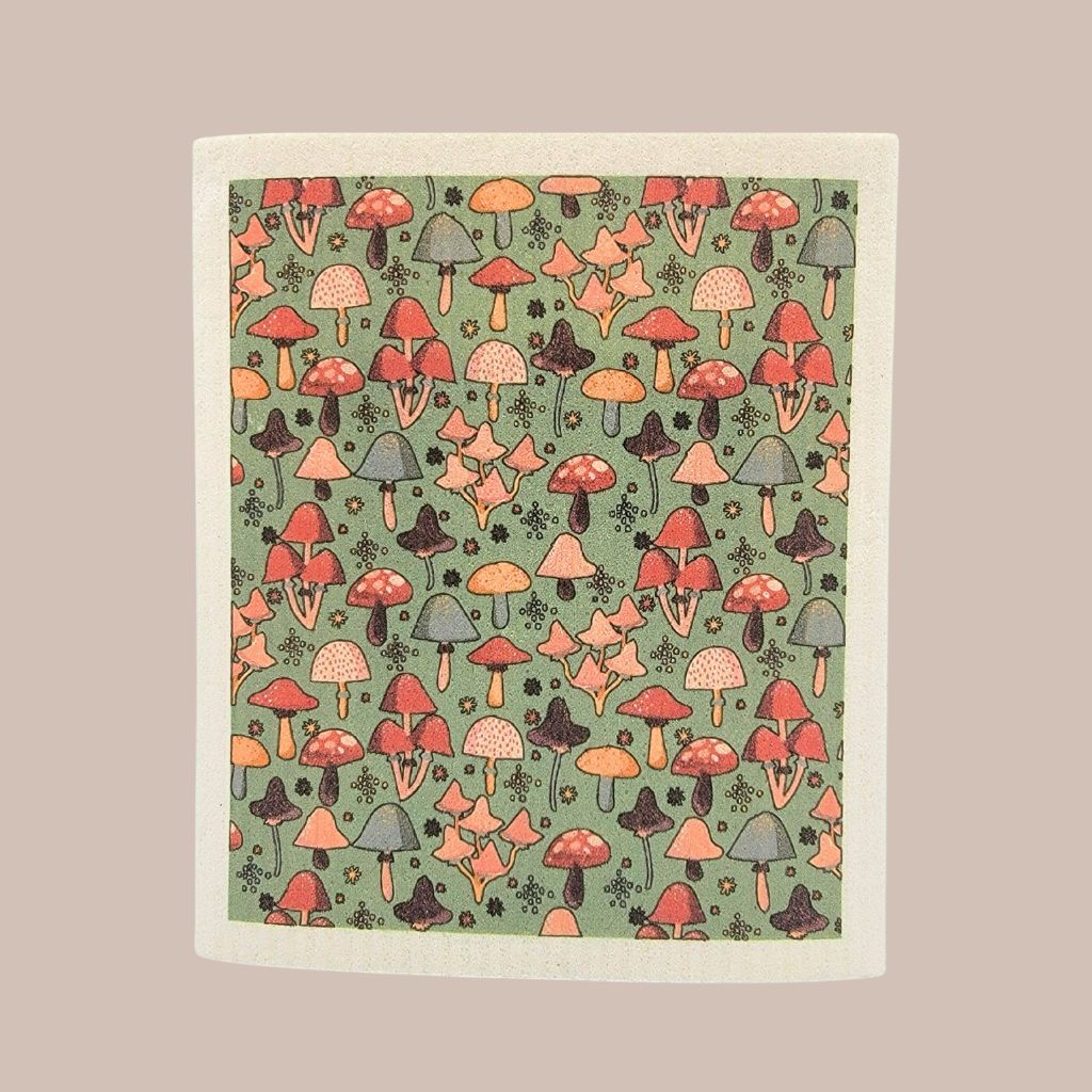 Swedish Dish Cloth - Fall Mushrooms by Little Green – The Handmade