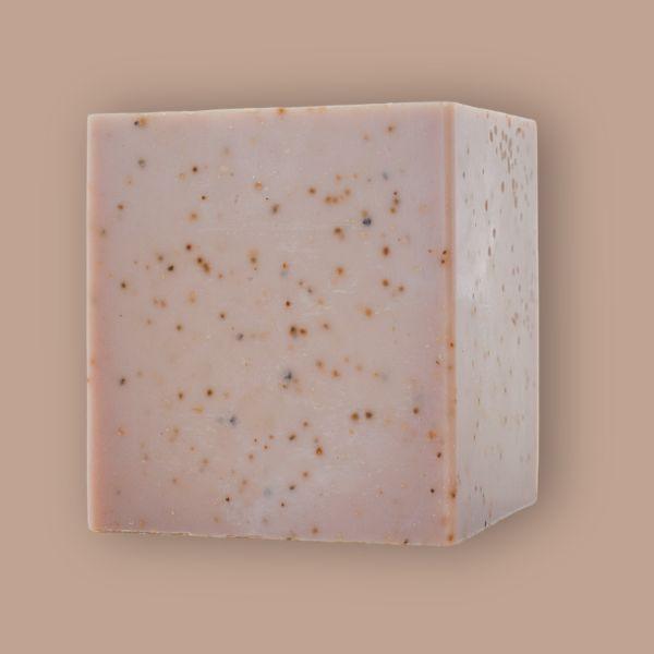 A block of warm earthy purple Lavender Solid Dish Soap shown out of the package