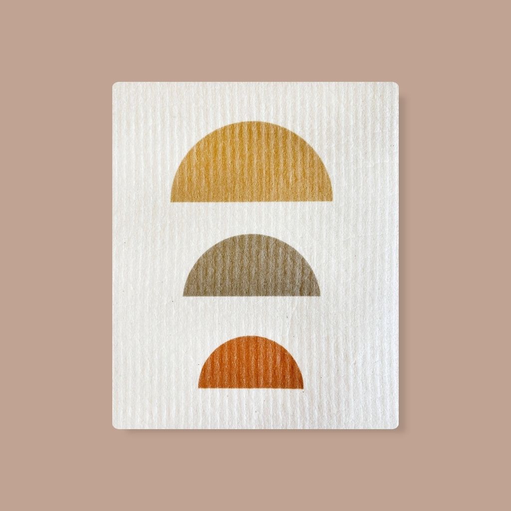 Reusable Swedish cloth featuring three half moons, compostable and long-lasting.