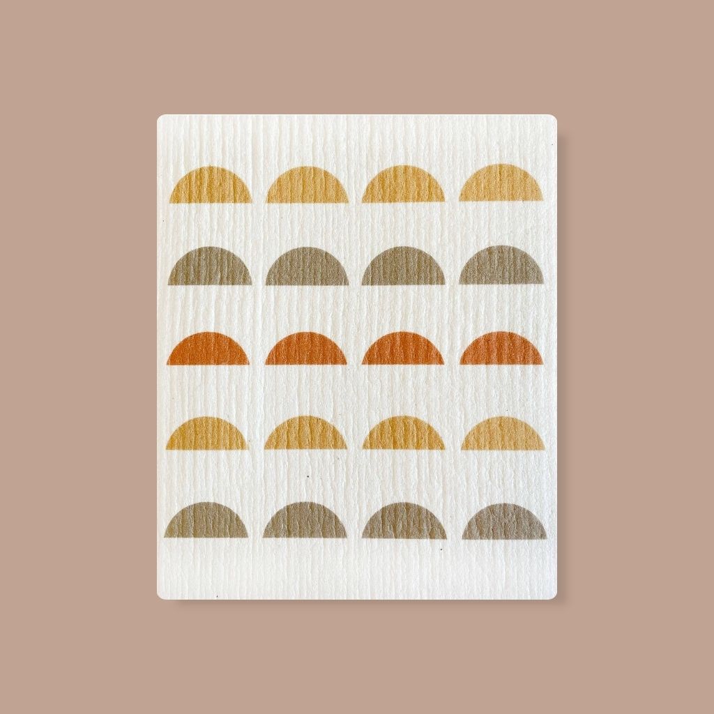 Absorbent Swedish dishcloth with modern Half Moon Pattern, replaces up to 17 rolls of paper towels.
