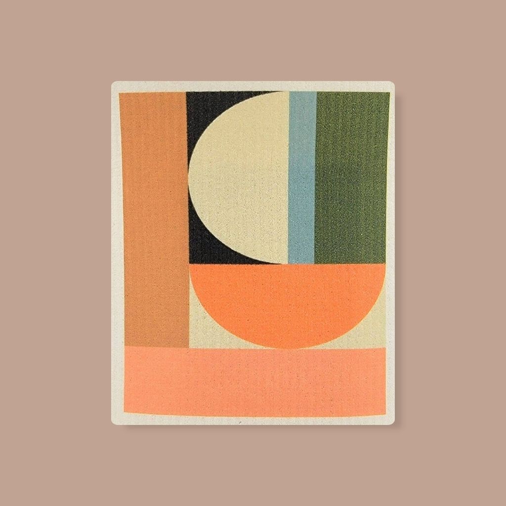 Sustainable dishcloth with bold abstract pattern, ideal for modern kitchens.