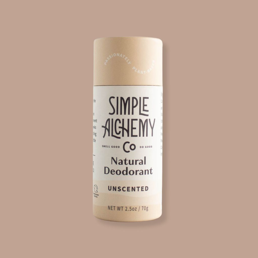 Unscented natural deodorant for sensitive skin, handmade by Simple Alchemy Co.