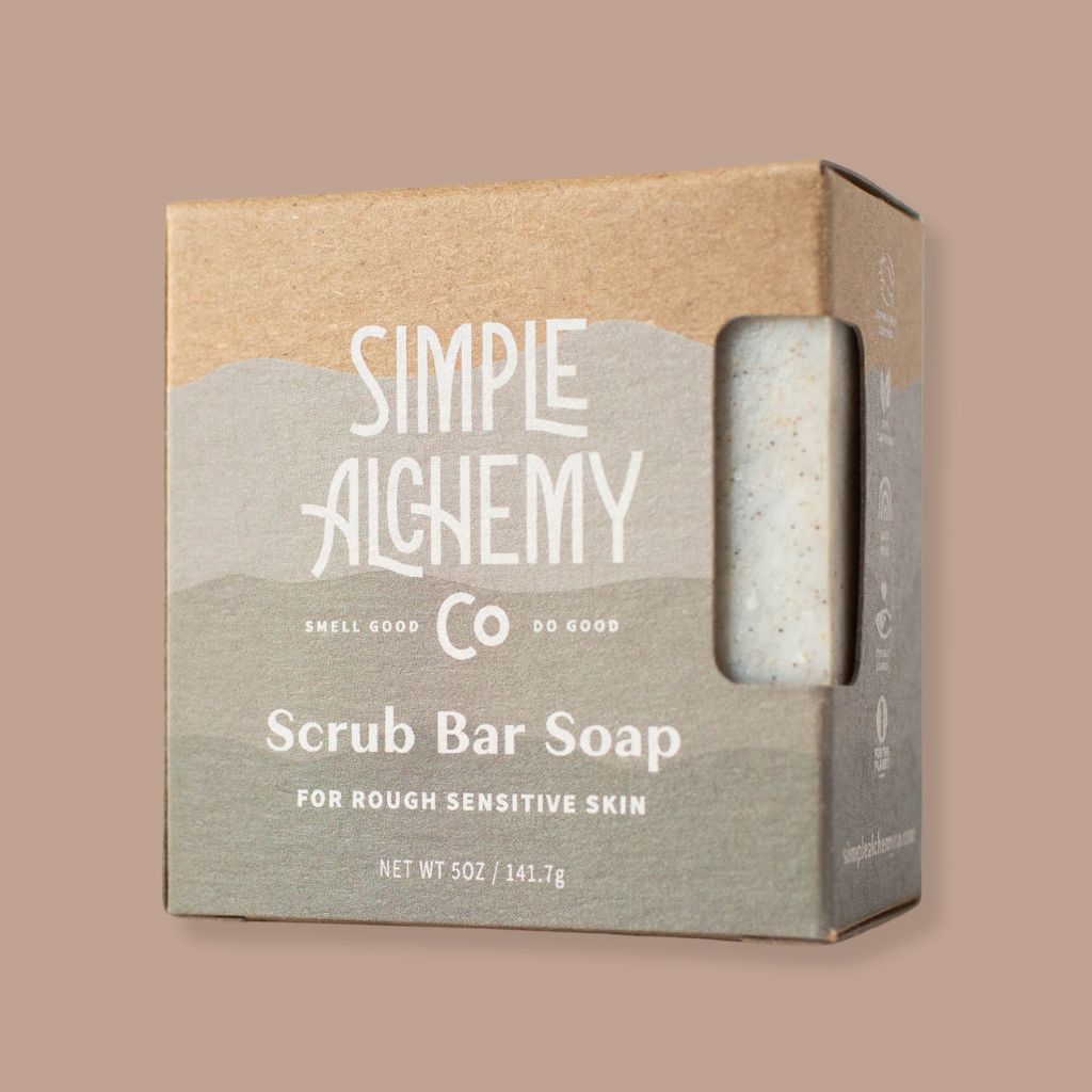 Exfoliating bar soap formulated for sensitive skin. Made with Oregon Coast sand by Simple Alchemy Co.