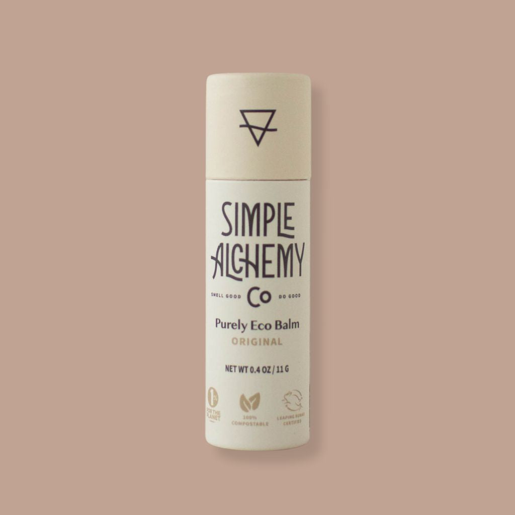 Eco friendly lip balm in a plastic-free, compostable tube — unscented and gentle for all lips.