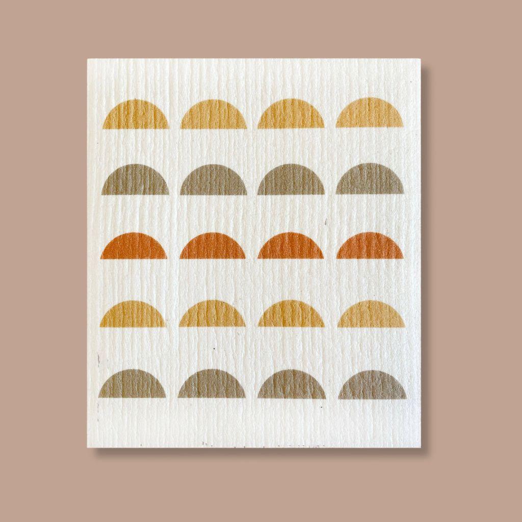 Absorbent Swedish dishcloth with modern Half Moon Pattern, replaces up to 17 rolls of paper towels.
