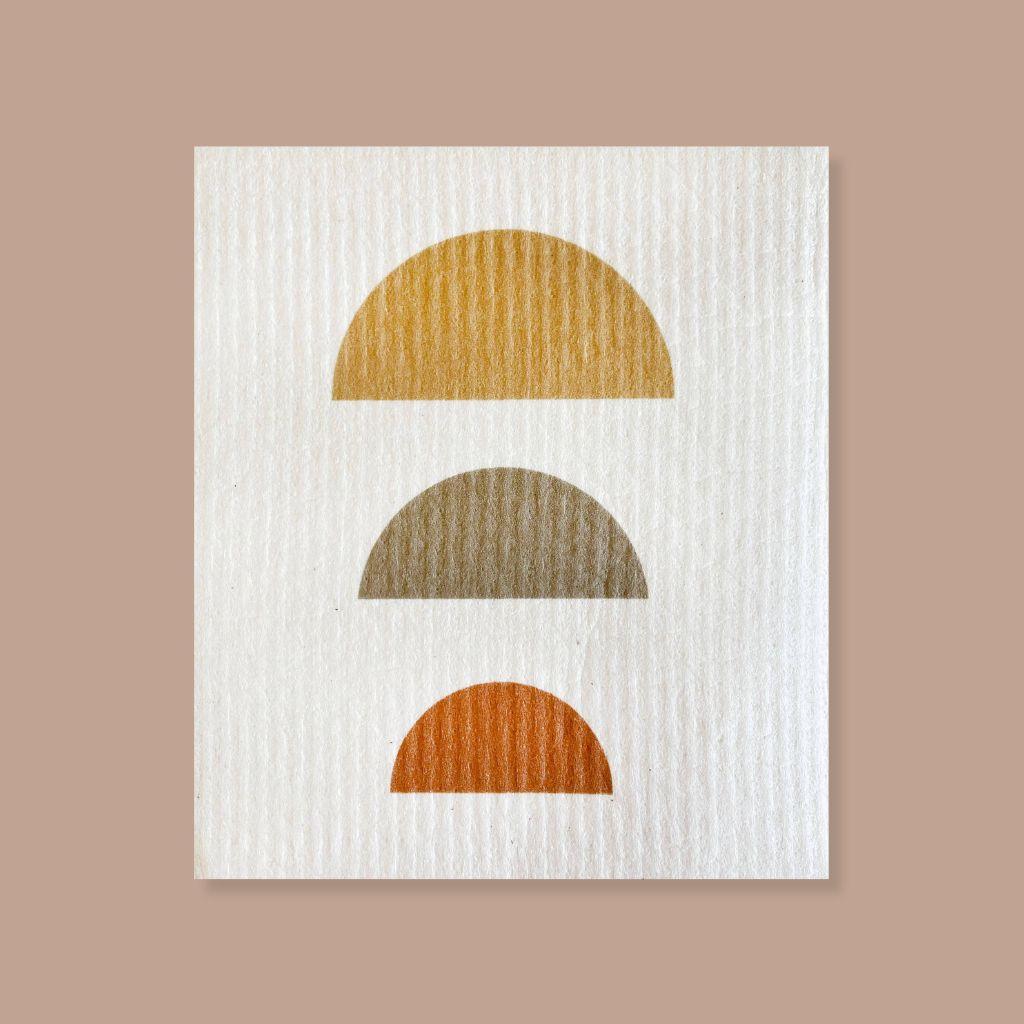 Reusable Swedish cloth featuring three half moons, compostable and long-lasting.