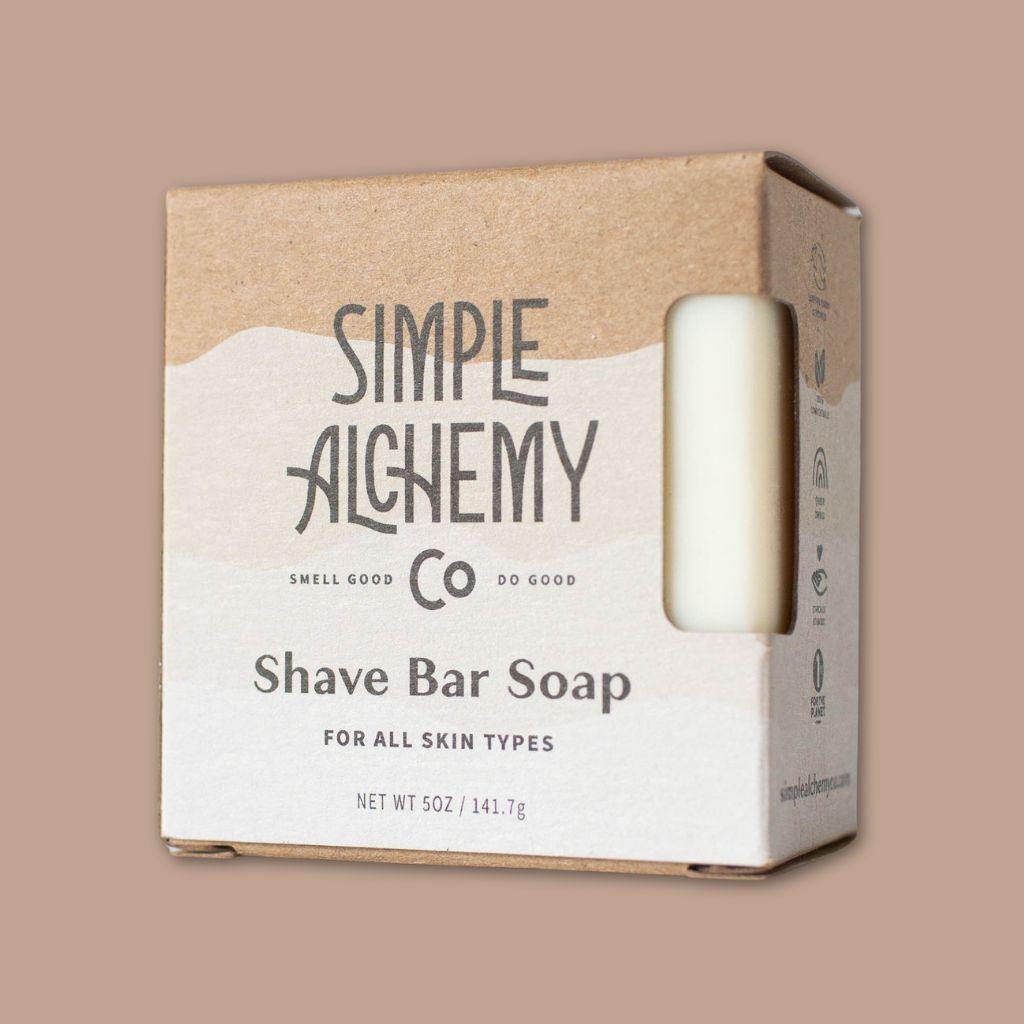 Shave Bar Soap made with pure olive oil from Simple Alchemy Co. Safe for all skin types. Silky smooth lather for a clean shave.